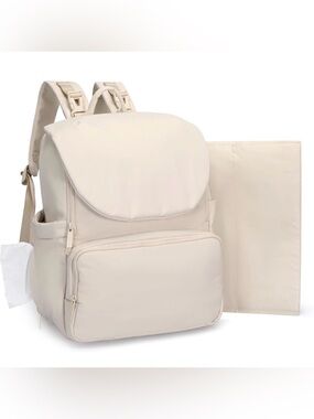 Cream Women's Convertible Backpack Diaper Bag - Lightweight Travel Tote